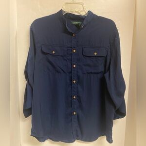 Lauren Ralph Lauren Navy Utility Blouse Size XL